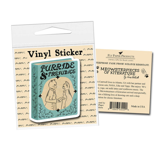 Purride and Prejudice Cat Pun Vinyl Sticker Decal : Unpackaged (Loose)