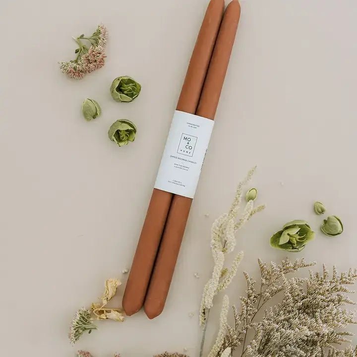 100% Beeswax Dipped Taper Candles | All Natural, Handmade: Terra Cotta / Standard (10" Long) - The Regal Find
