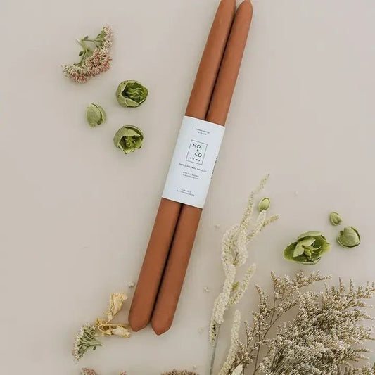 100% Beeswax Dipped Taper Candles | All Natural, Handmade: Terra Cotta / Standard (10" Long) - The Regal Find