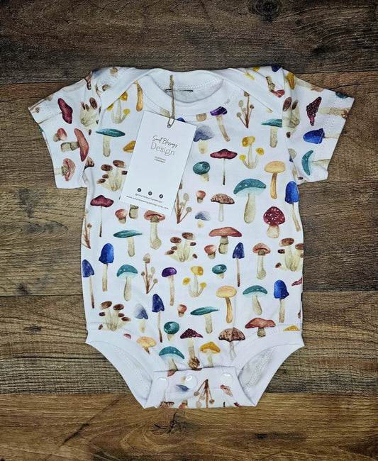 Mushroom bodysuit, infant clothing, infant bodysuit: 3-6 month / Short Sleeve