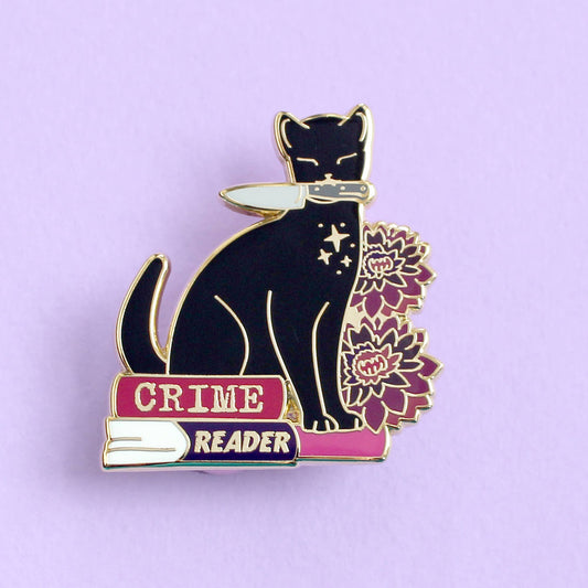 Crime Reader Cat Enamel Pin