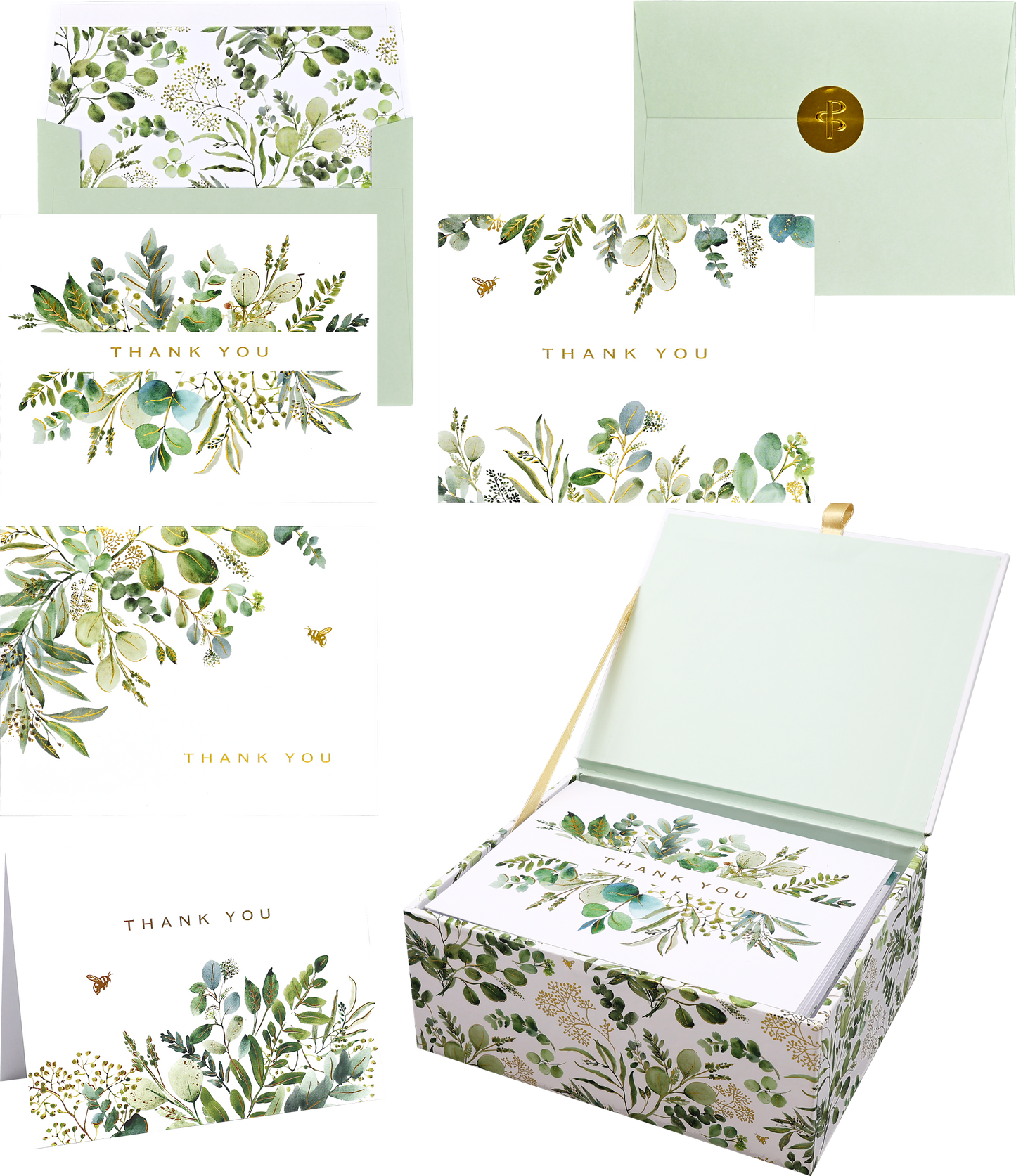 Eucalyptus Premium Thank You Note Cards