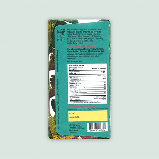 Theo & Philo Dark Chocolate w/ Green Banana Chips & Salt 60%