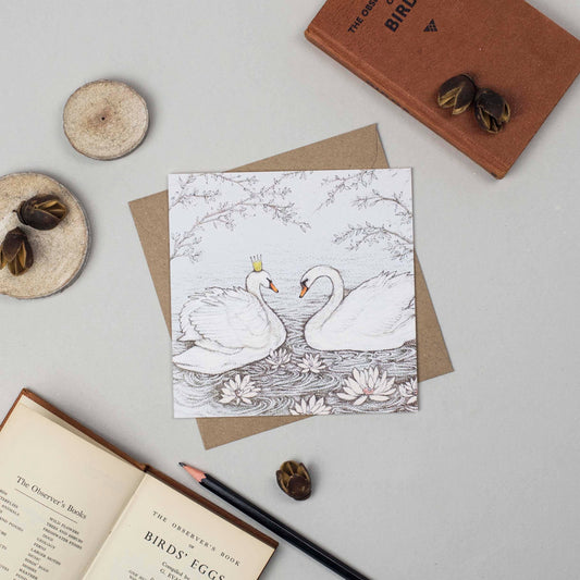 Swans & Crown Greeting Card