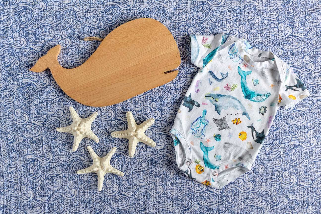 Infant bodysuit, whale bodysuit, infant romper,: 9-12 month