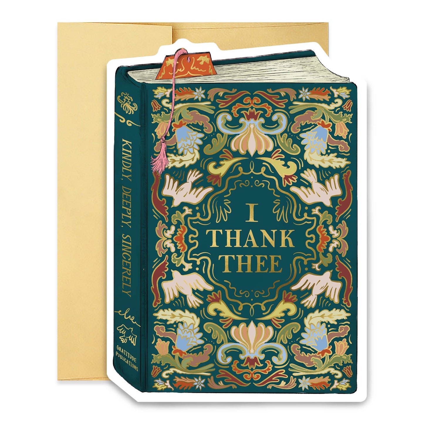 Thank Thee Book Cover Diecut Card