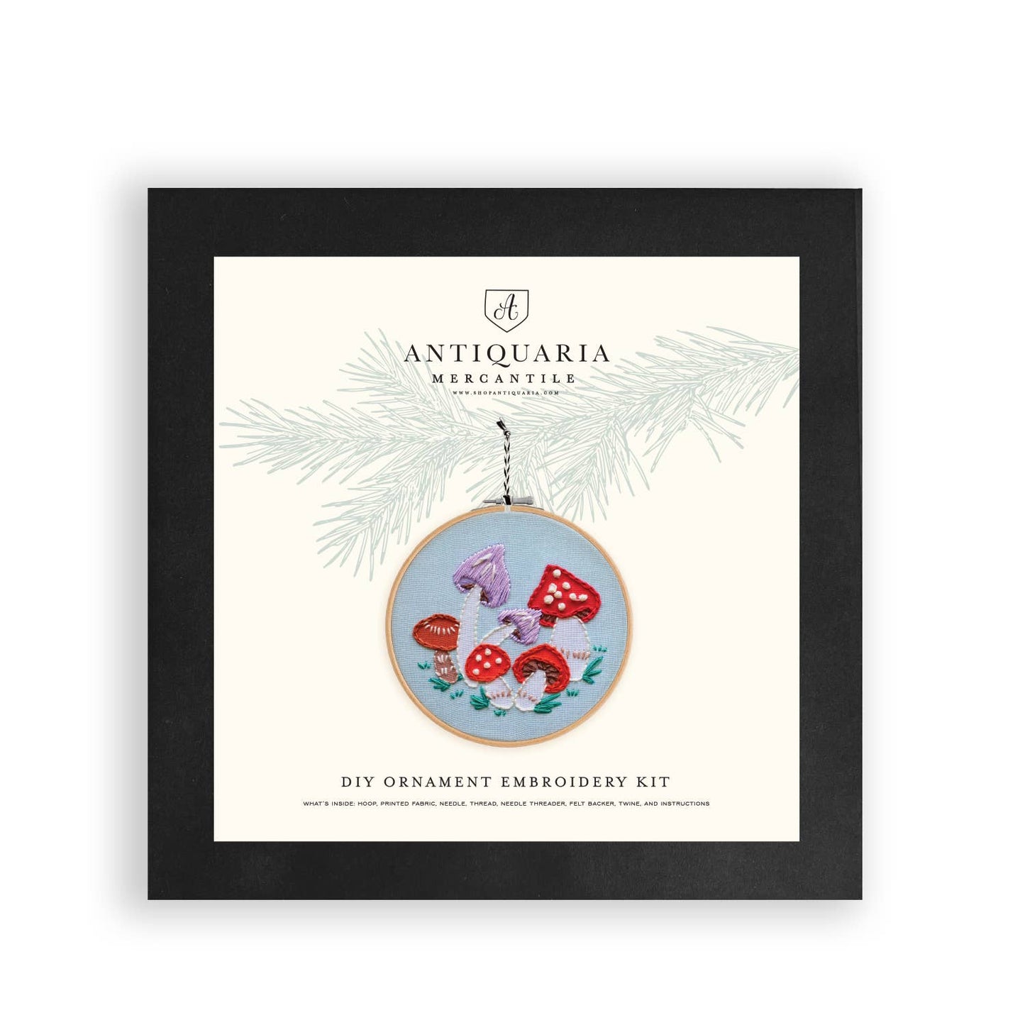 Embroidered Christmas Mushrooms DIY Ornament Kit