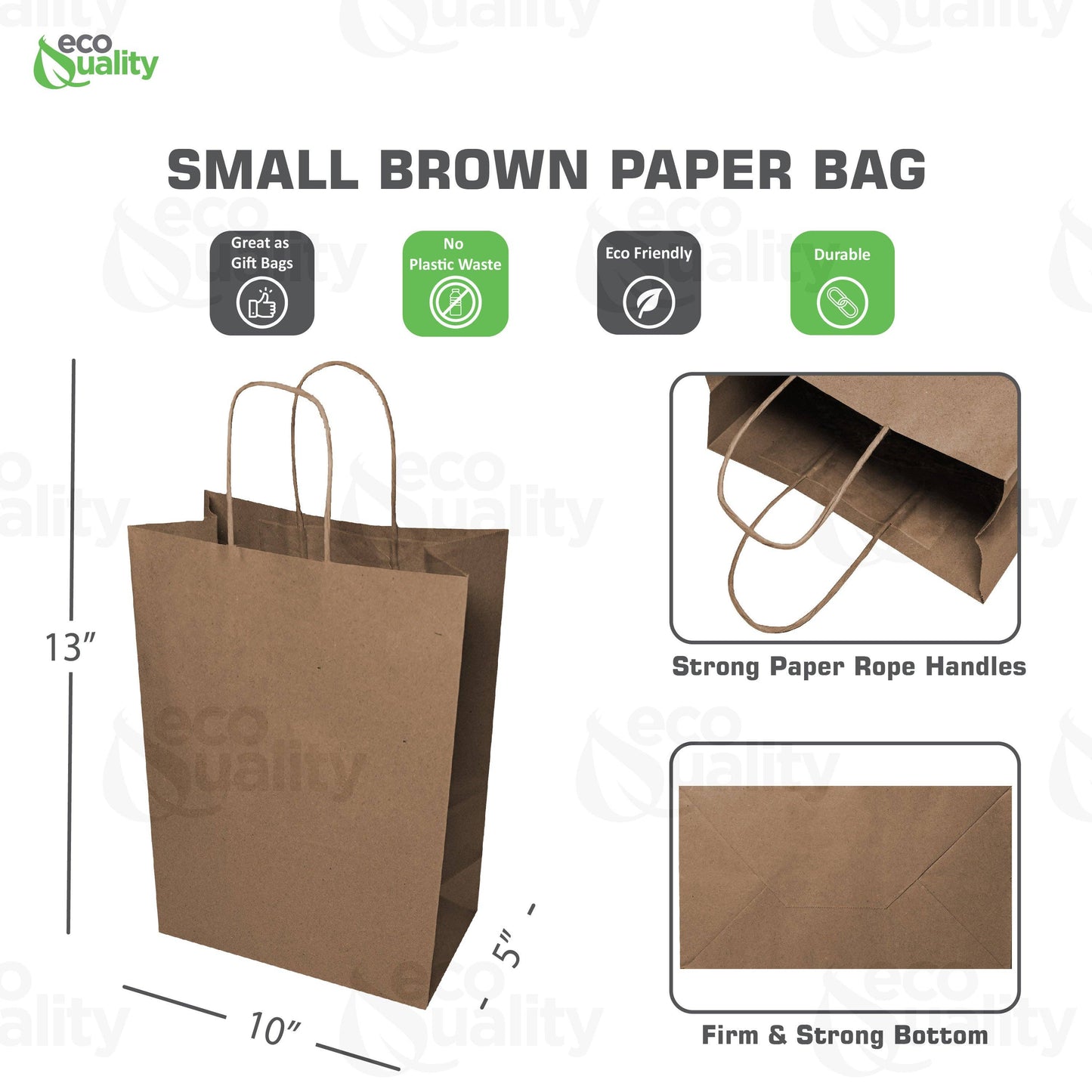 10x5x13 Medium Kraft Paper Gift Bags w/Twine Handles Brown: 50pcs