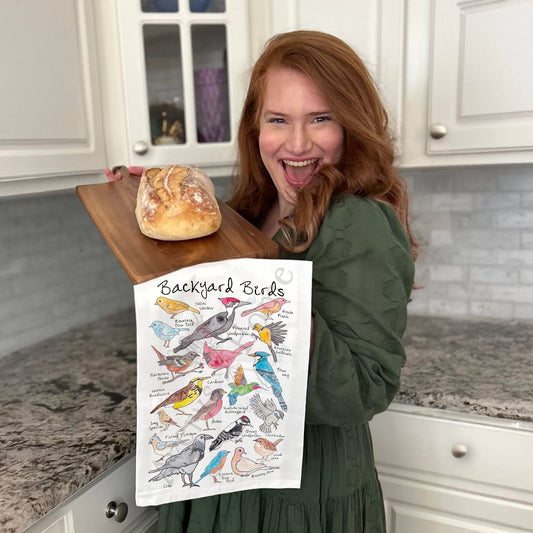 Backyard Birds Tea Towel