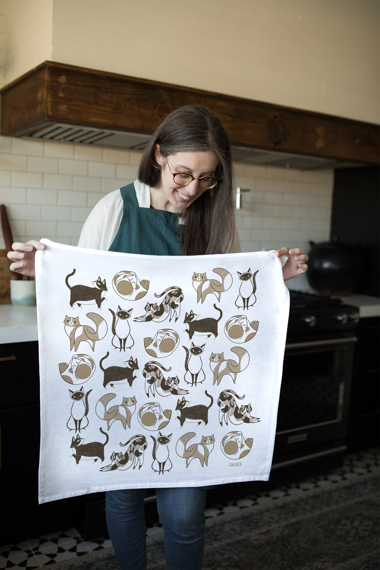 Cat Tea Towel - Cat Lover Kitchen Towel Decor
