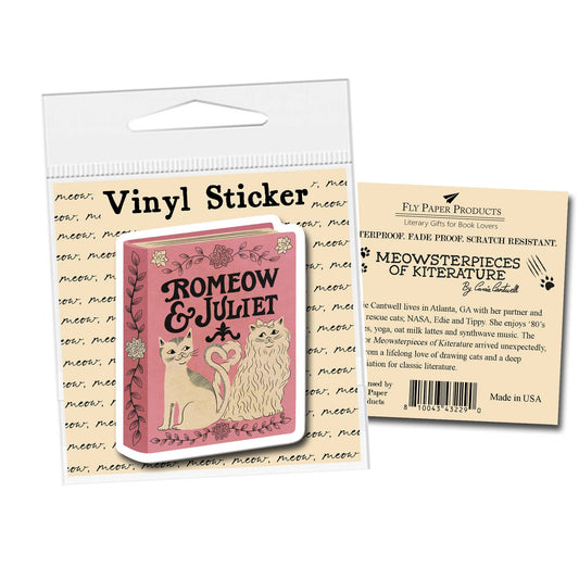 Romeow and Juliet Cat Pun Vinyl Sticker Decal : Unpackaged (Loose)
