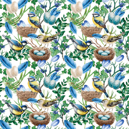 Blue Bird Nest Cocktail Napkins - Bird Napkins