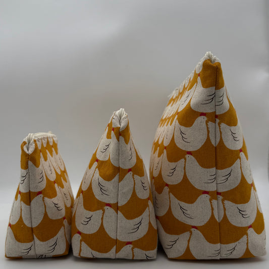 Chickens on yellow - Zipper Pouch