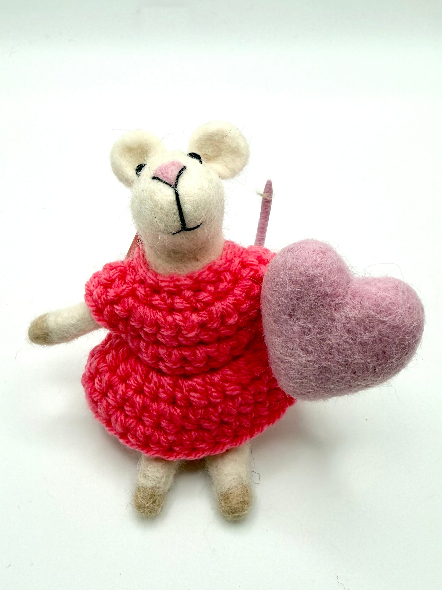 Felted Standing Mouse with Heart