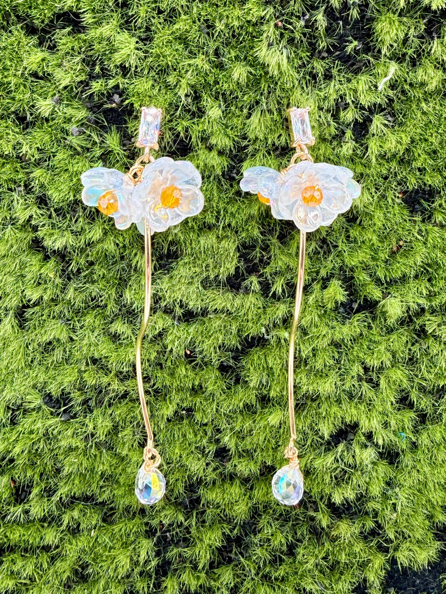 Flower Dangle Stud Earrings