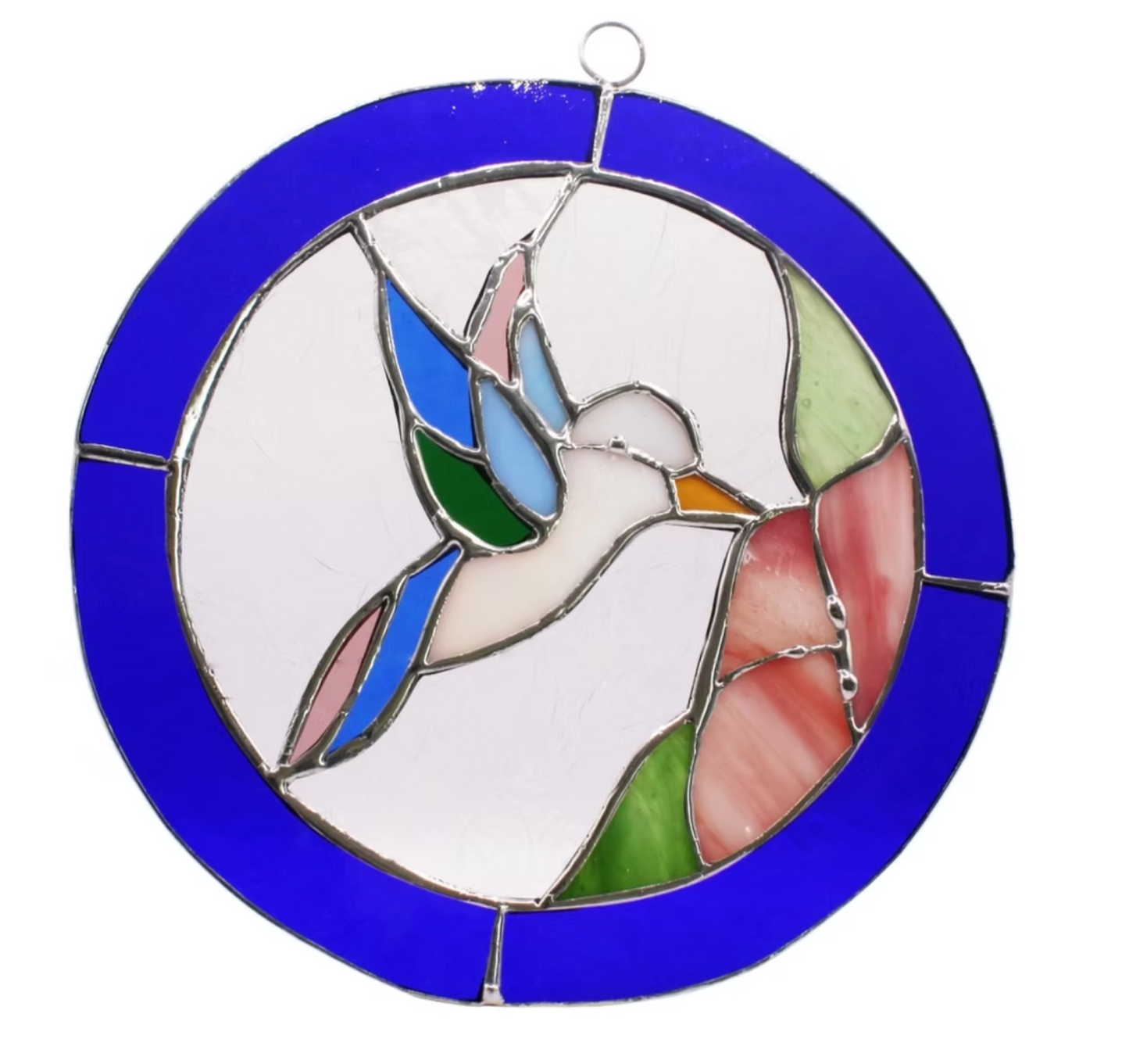 Stained Glass Hummingbird - Blue(7" Circle)