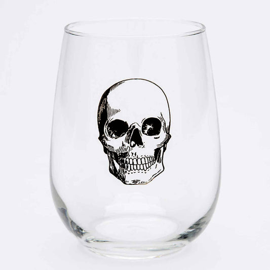 Skull Stemless Wine Glass - Black