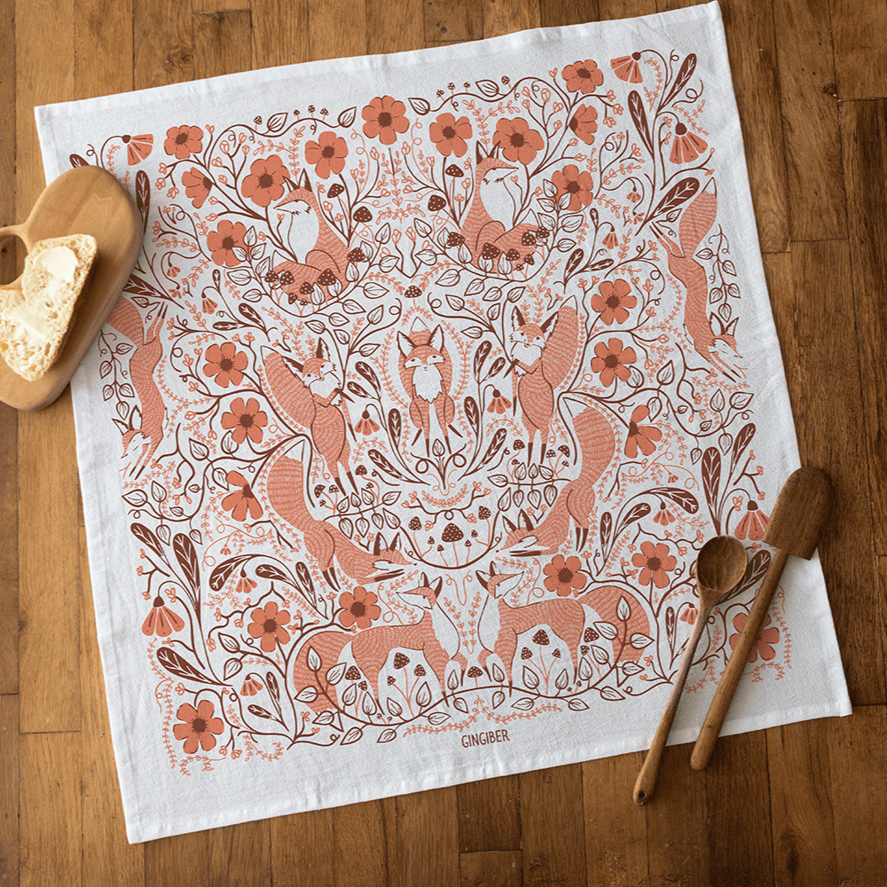 Forest Foxes Tea Towel