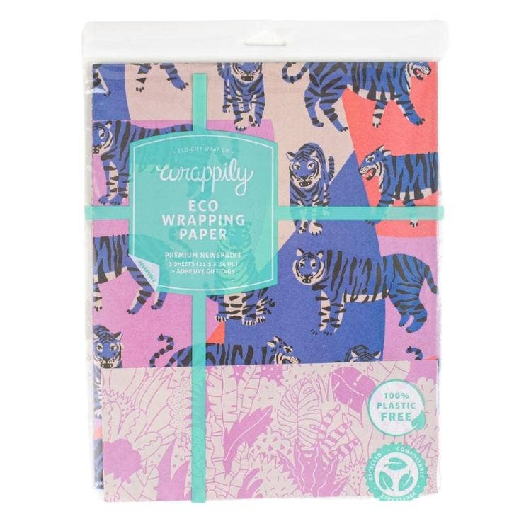 Blue Tigers • Double - Sided • Everyday Eco Wrapping Paper - The Regal Find