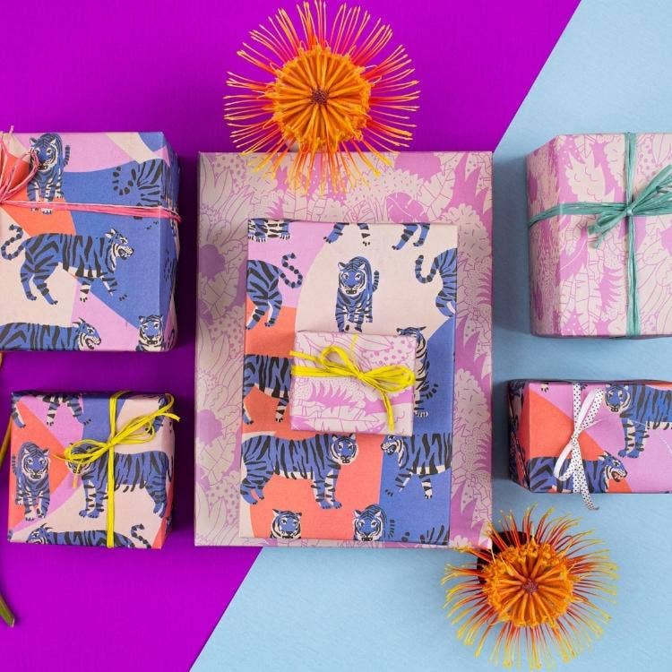 Blue Tigers • Double - Sided • Everyday Eco Wrapping Paper - The Regal Find