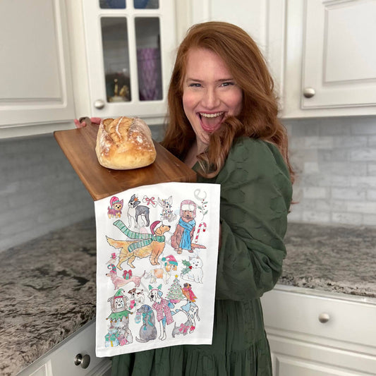 Adorable Dogs Christmas Kitchen Décor Tea Towel