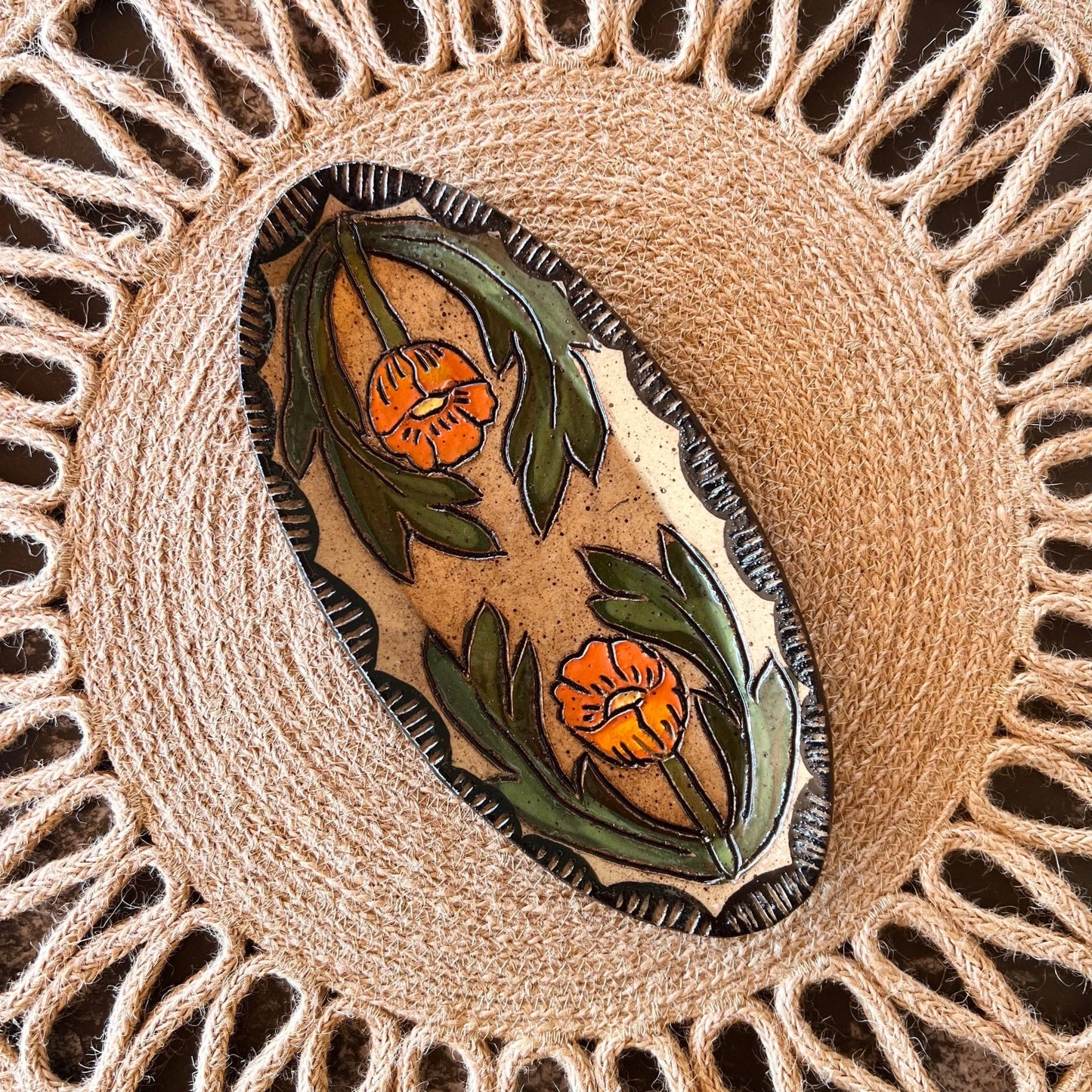 Globe Mallow Sgraffito Trinket Dish - The Regal Find