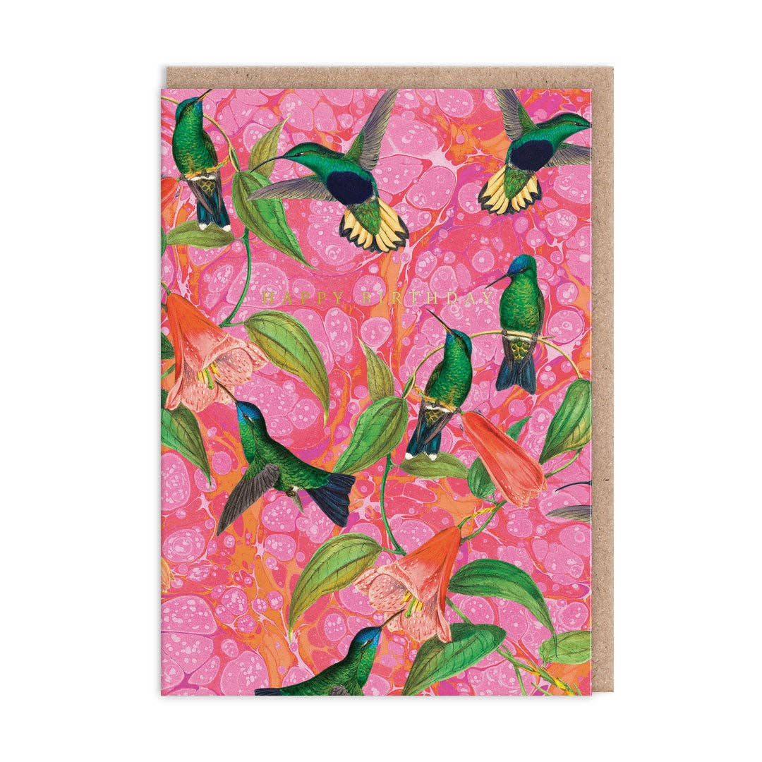 Marble Humming Birds Greeting Card (12048) - The Regal Find
