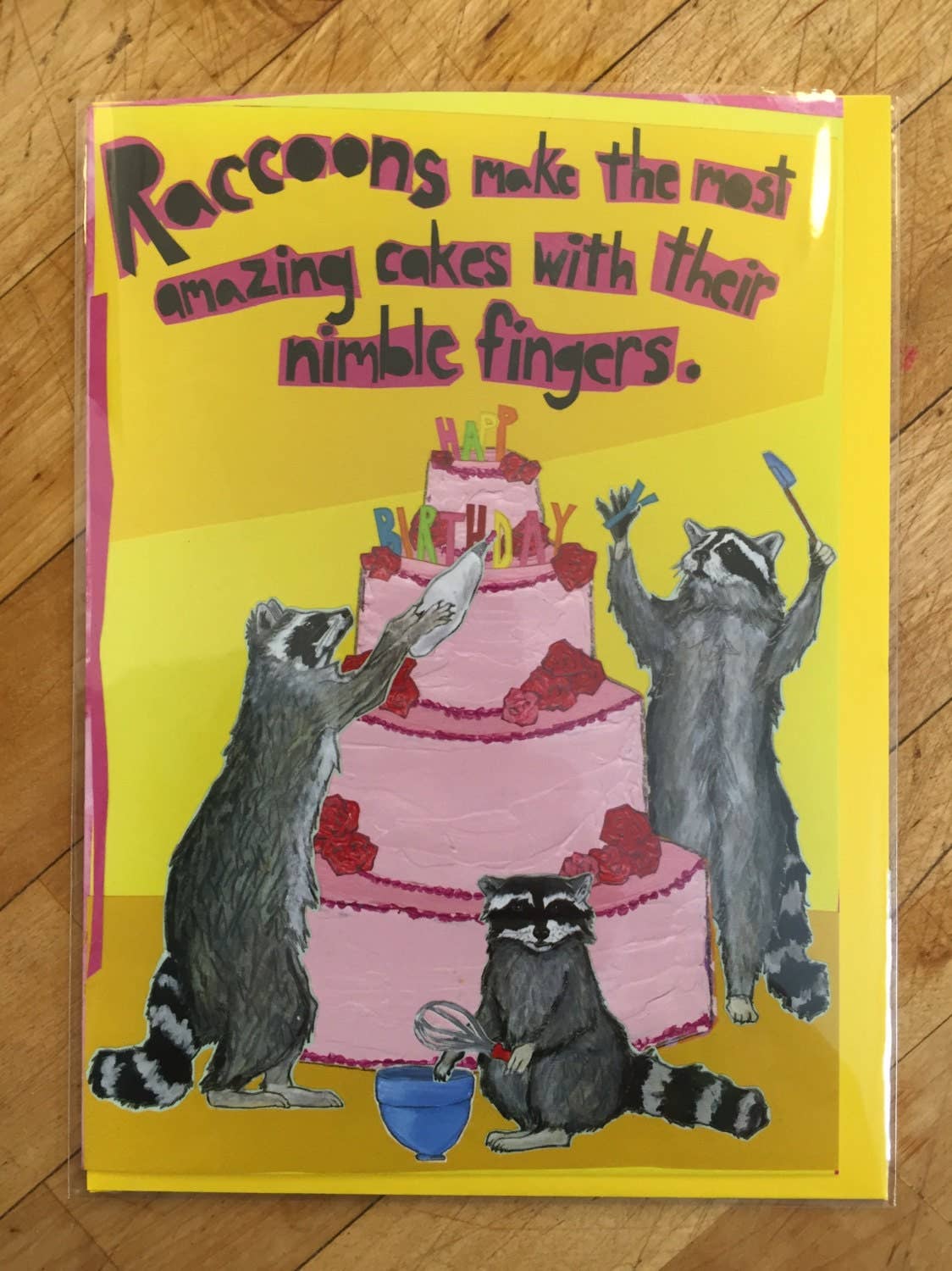 Raccoon Cake Making Birthday Card - The Regal Find