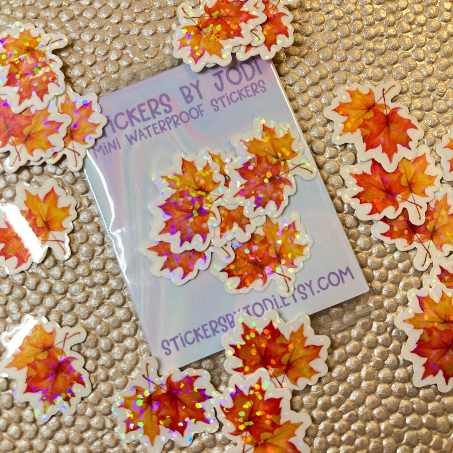 Tiny Fall Leaves Holographic Glitter Stickers - The Regal Find