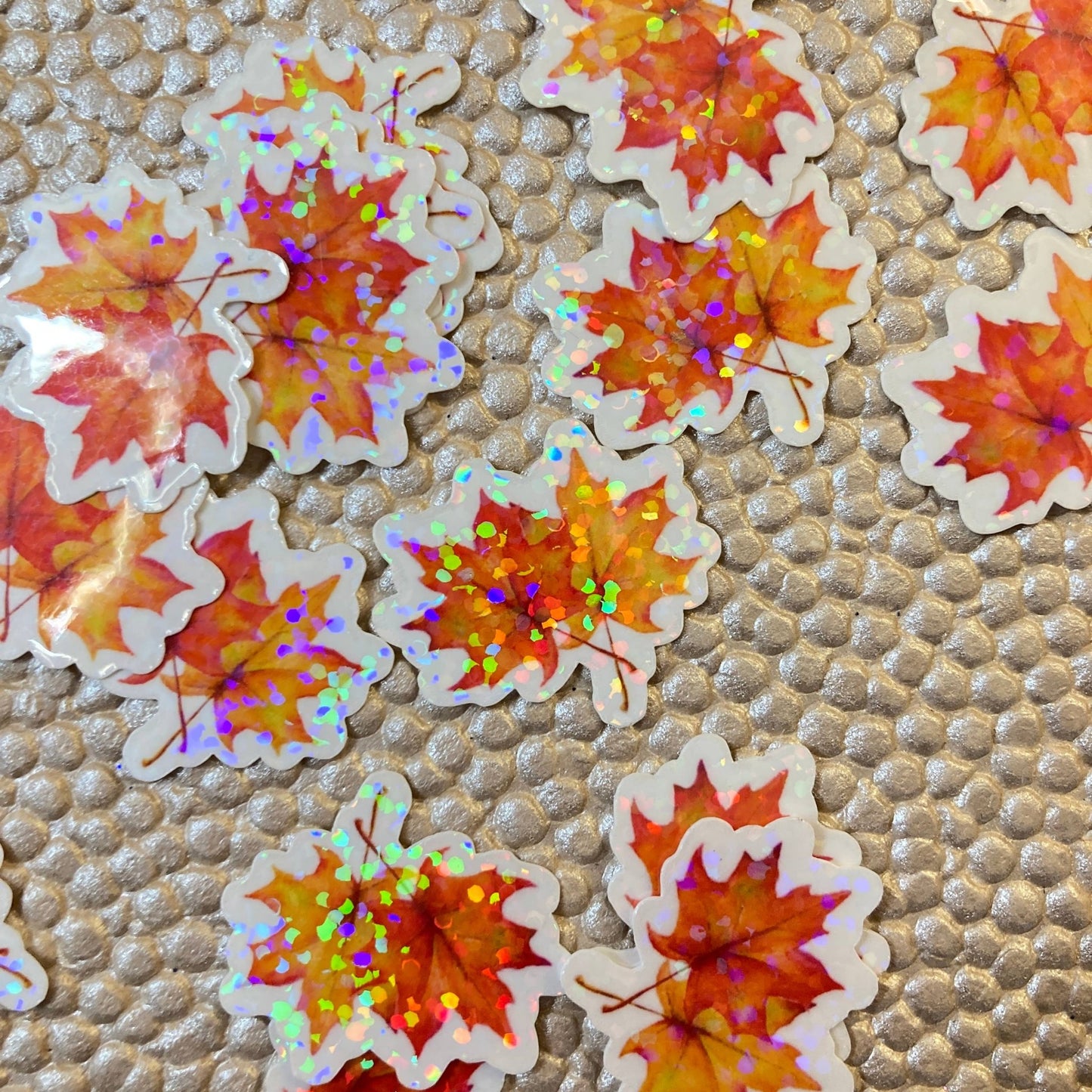 Tiny Fall Leaves Holographic Glitter Stickers - The Regal Find