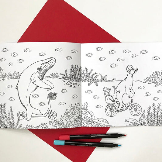 Animals on Bikes From the Jungle to the Sea Coloring Book - The Regal Find