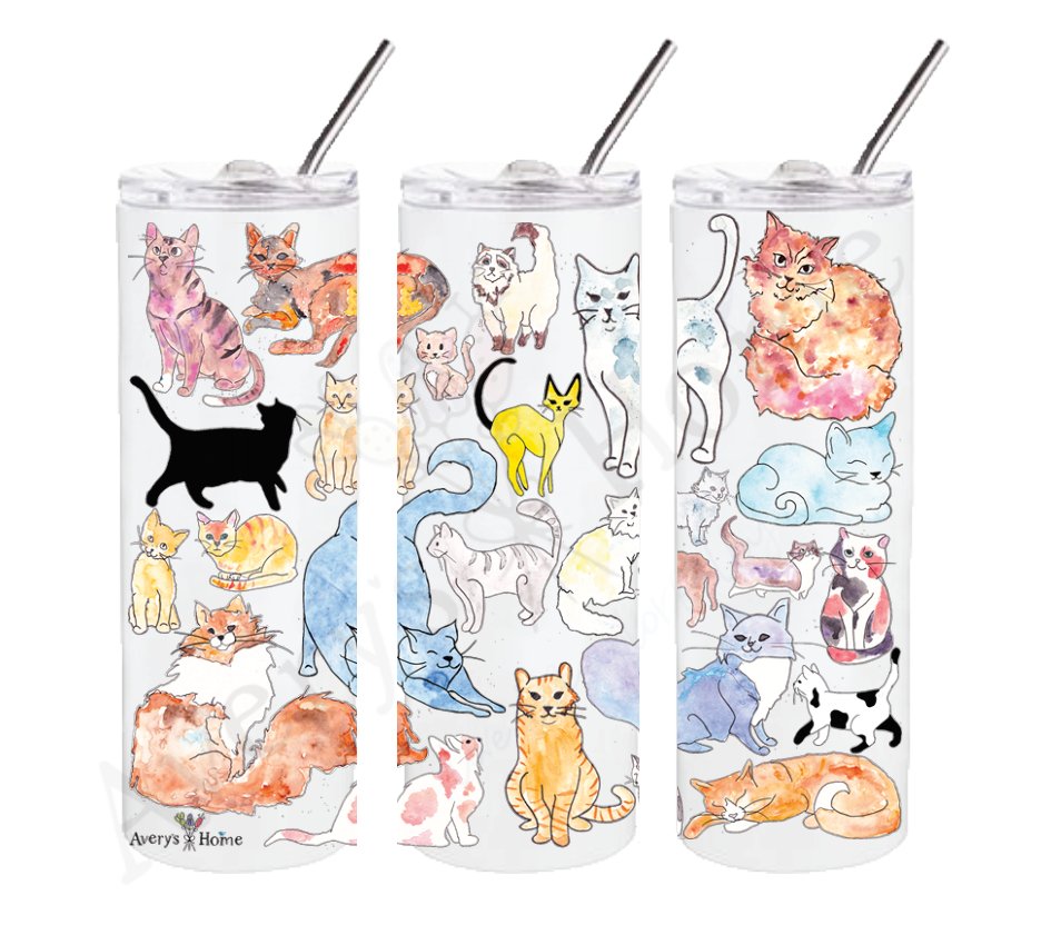 Cat Breeds Eco Friendly 20 oz Skinny Tumbler w/ Metal Straw - The Regal Find