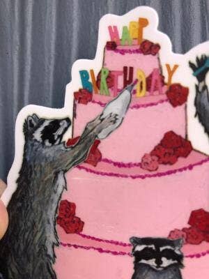 Raccoon Cake Sticker! - The Regal Find