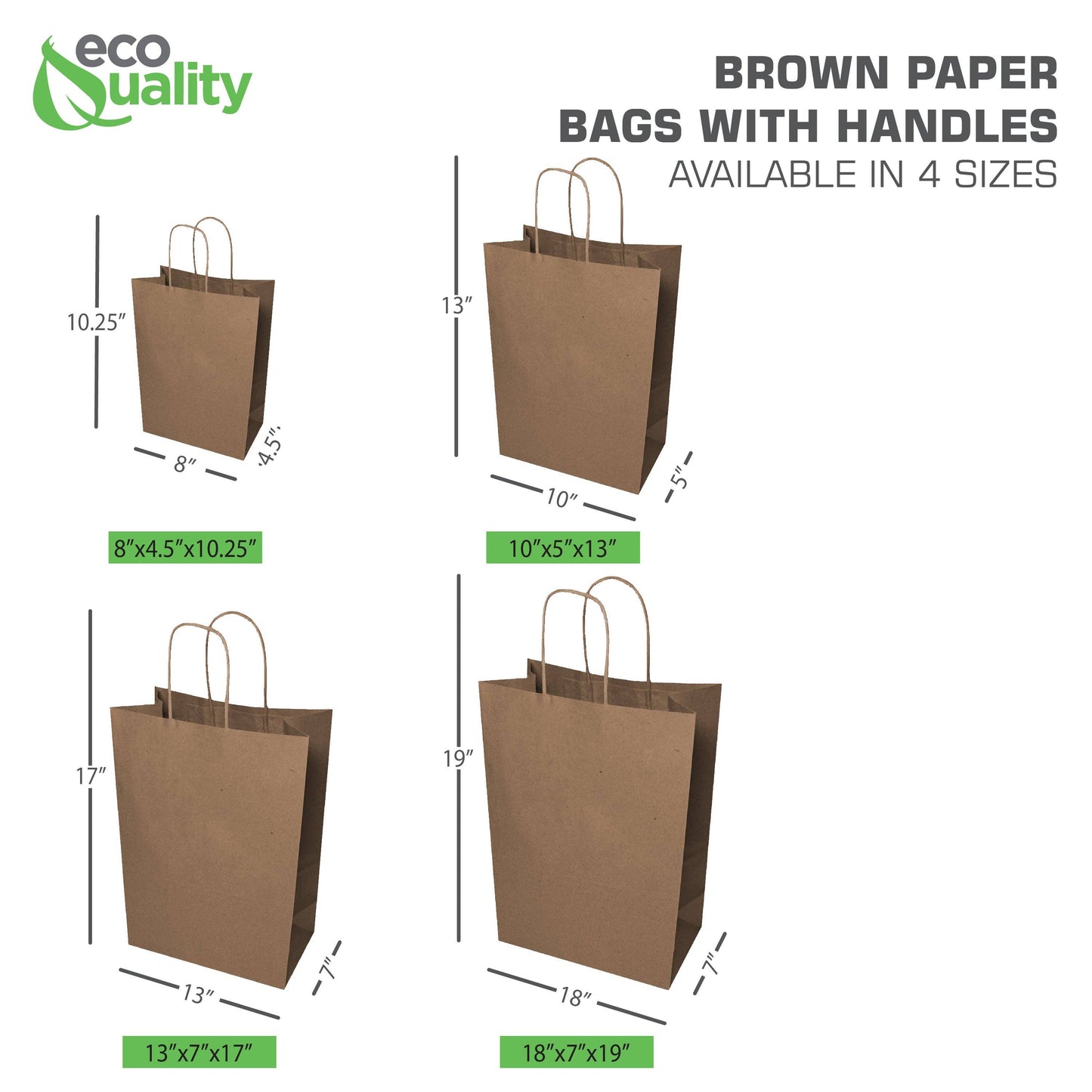 10x5x13 Medium Kraft Paper Gift Bags w/Twine Handles Brown: 50pcs
