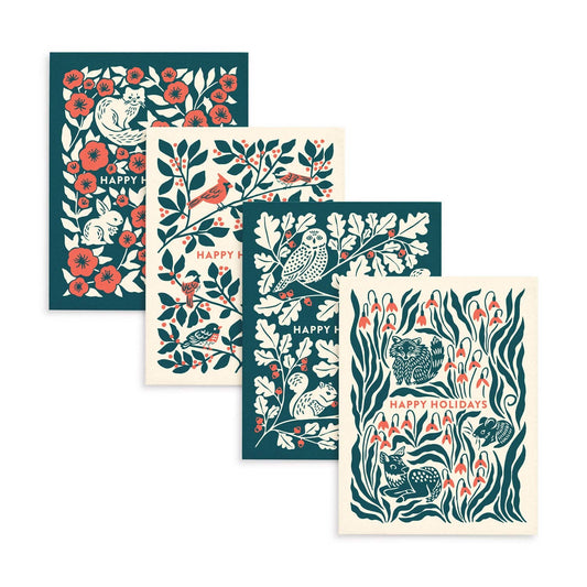 Woodland Animal Christmas Card Set: Original Art, Set of 8