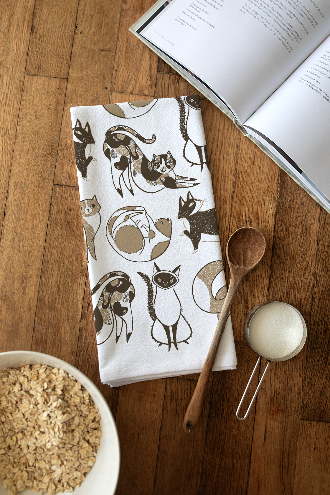 Cat Tea Towel - Cat Lover Kitchen Towel Decor