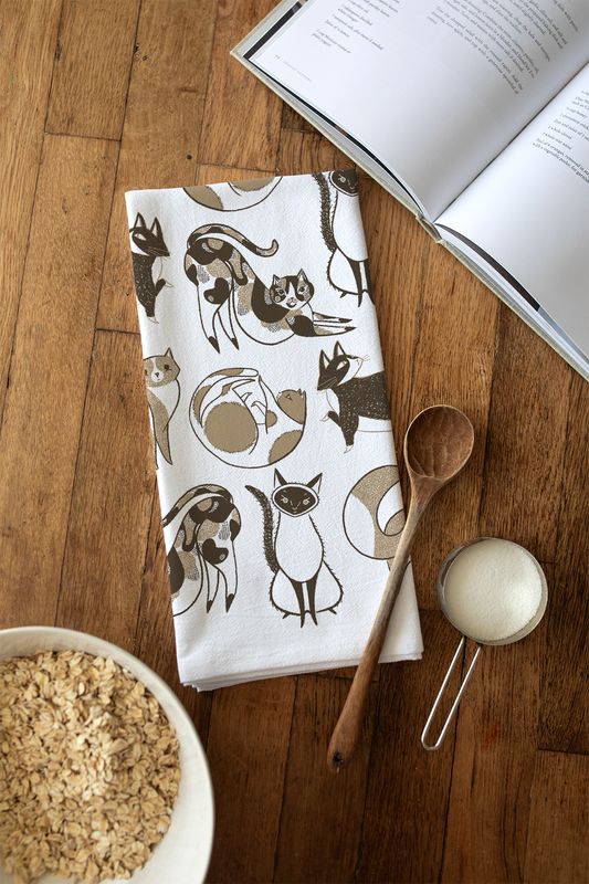 Cat Tea Towel - Cat Lover Kitchen Towel Decor