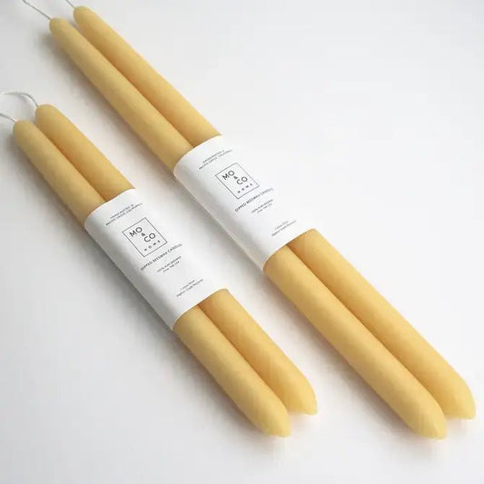 100% Beeswax Dipped Taper Candles | All Natural, Handmade: Natural Gold / Standard (10" Long) - The Regal Find