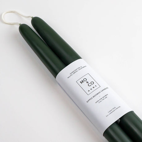 100% Beeswax Taper Candles | Forest Green: 10 Inches - The Regal Find