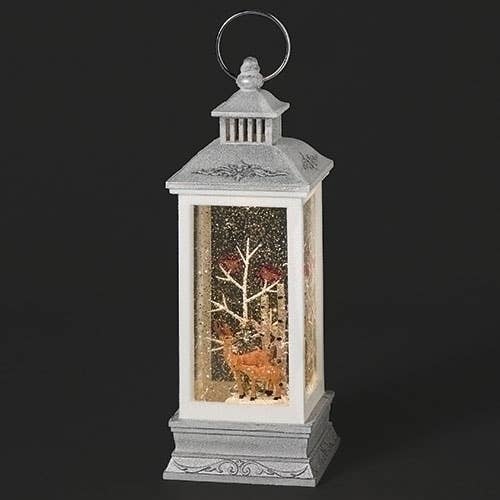 11"H LED Swirl Lantern with Deer Scene - The Regal Find