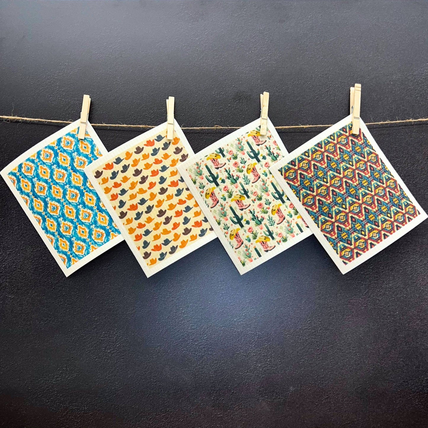 Cowgirl Boots & Hats Fun Swedish Dishcloths - Kitchen Towels