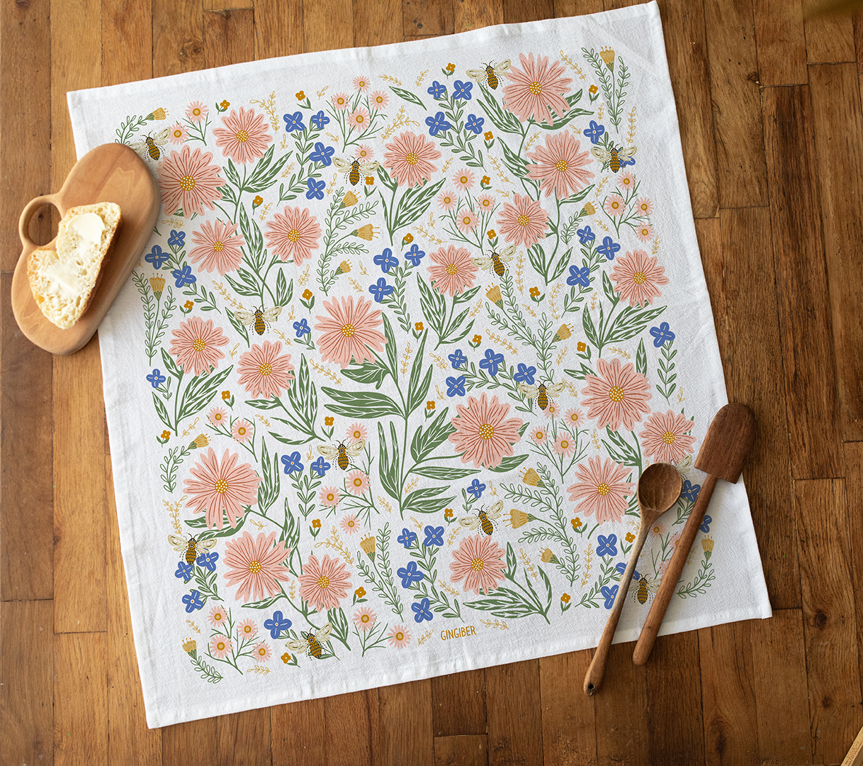 Wildflower Tea Towel - Spring Floral Kitchen Dish Towel
