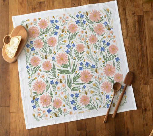 Wildflower Tea Towel - Spring Floral Kitchen Dish Towel