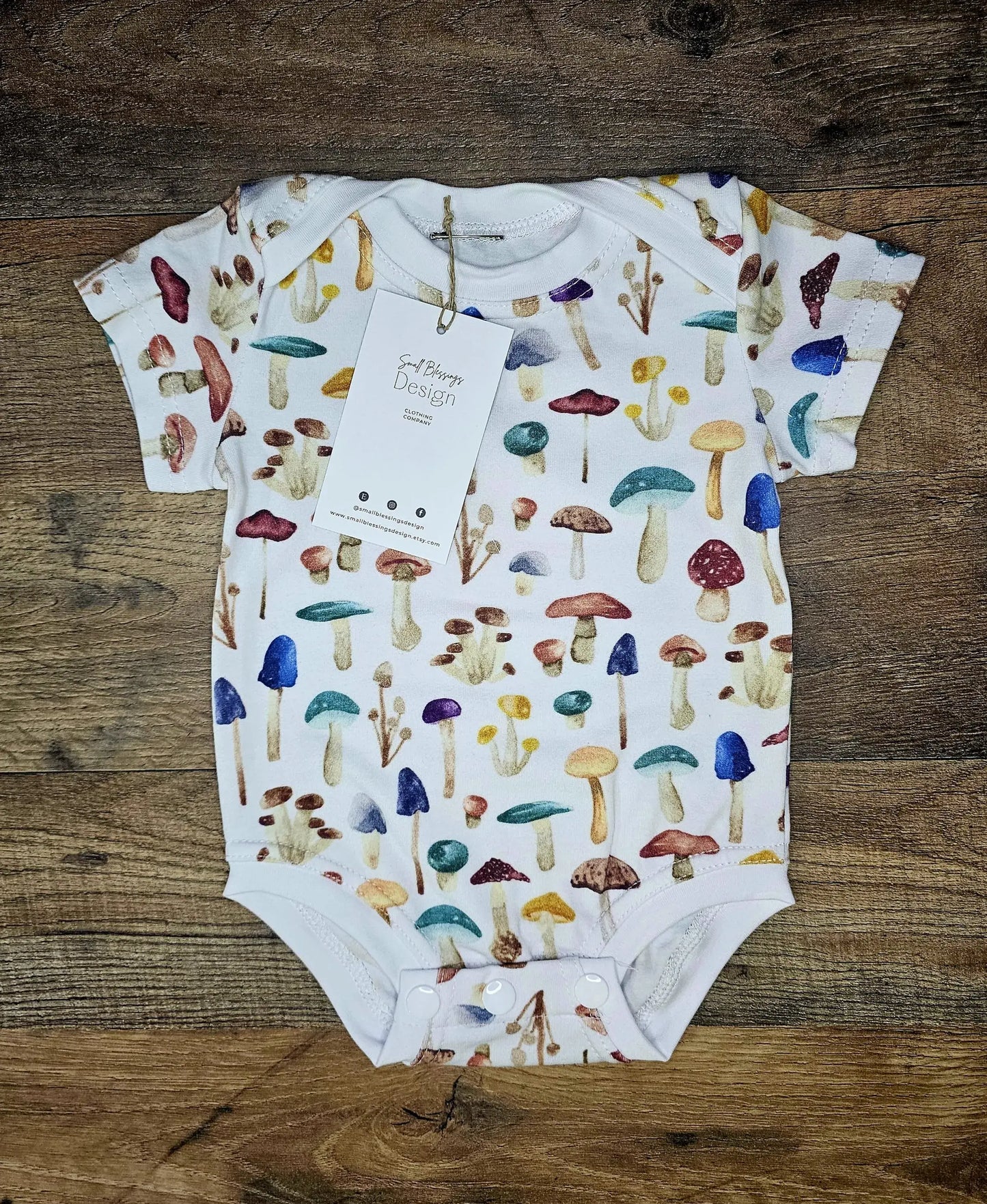 Mushroom bodysuit, infant clothing, infant bodysuit: 3-6 month / Short Sleeve