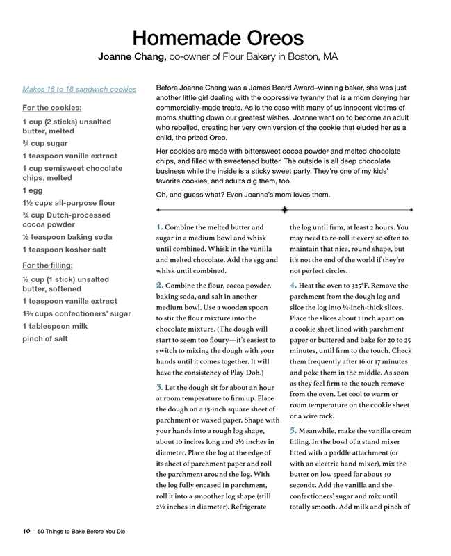 Recipe for homemade Oreos by Joanne Chang from a cookbook.