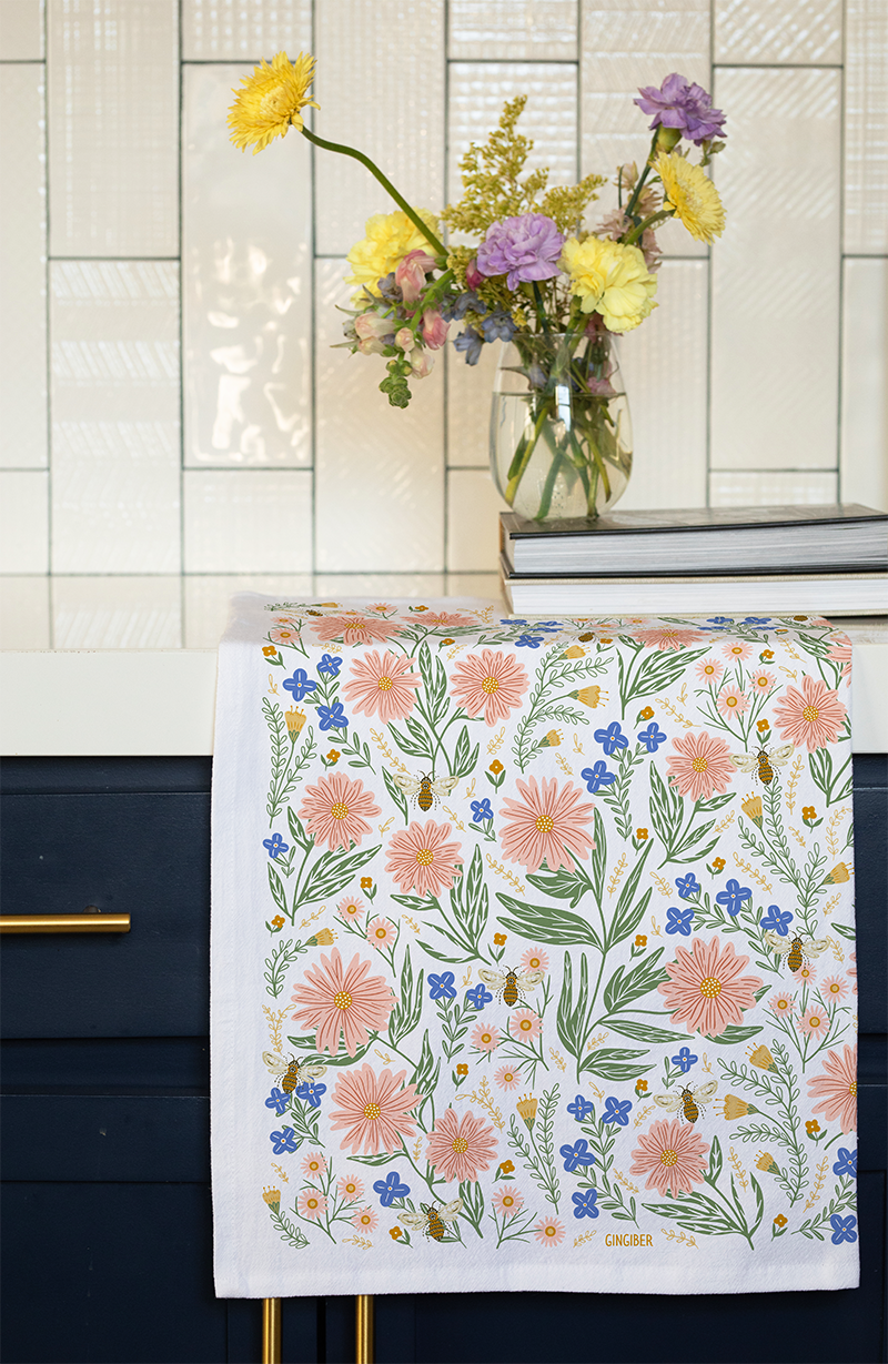 Wildflower Tea Towel - Spring Floral Kitchen Dish Towel