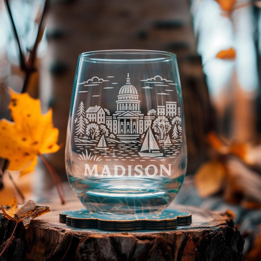 Madison Wisconsin Glasses: Old Fashioned ~ 12 oz