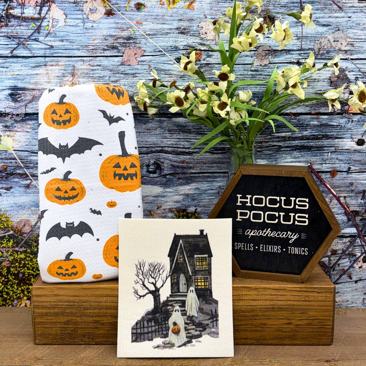 Trick or Treat Haunted House Swedish Dishcloths - Fall Decor