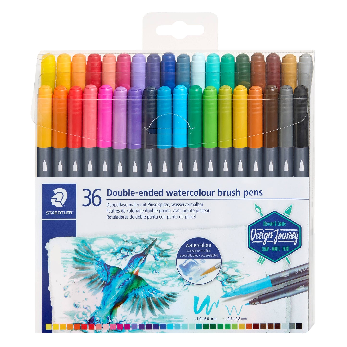 STAEDTLER Double-ended Watercolor Brush Pens, 36 Count