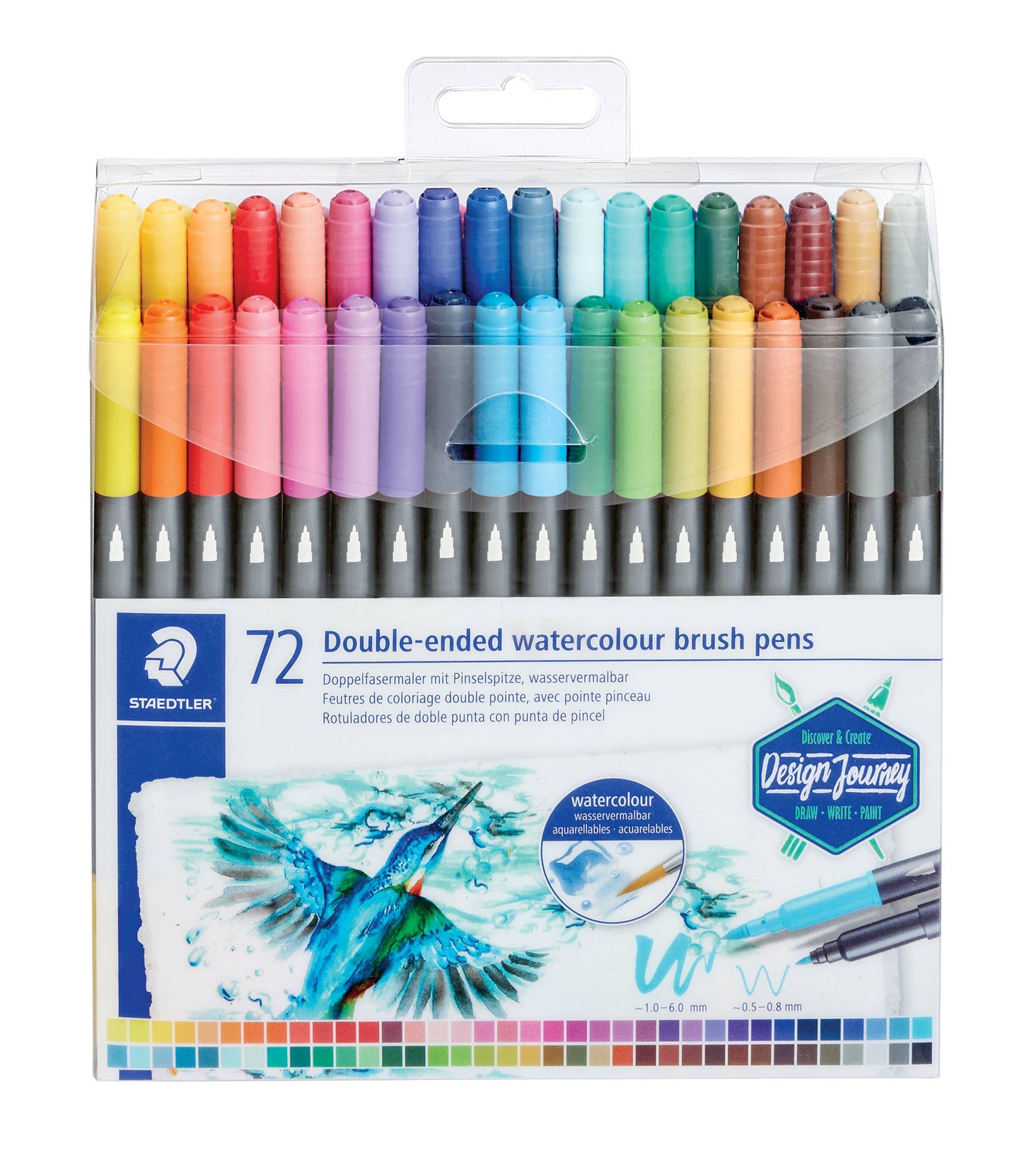 STAEDTLER Double-ended Watercolor Brush Pens, 72 Count